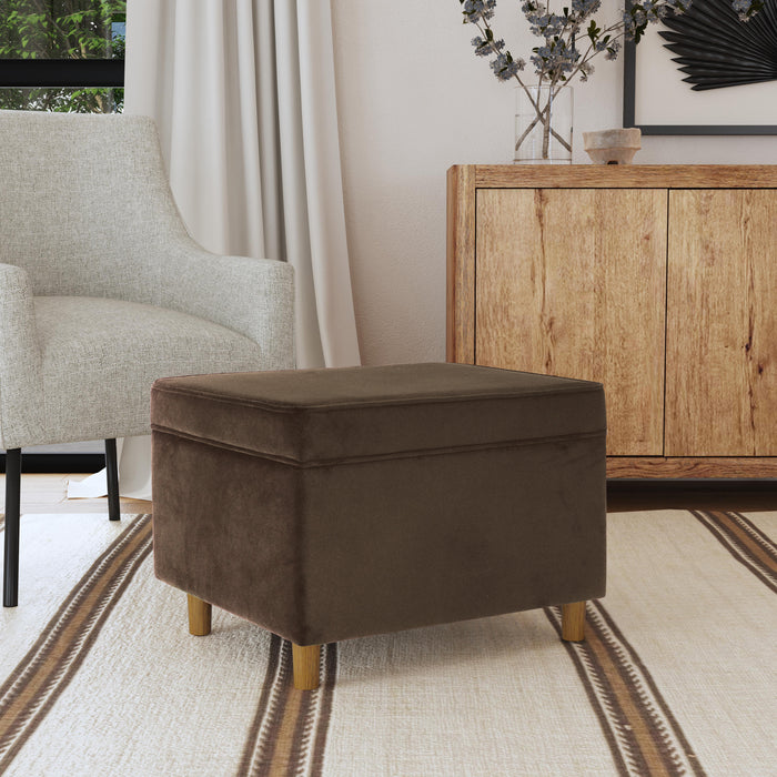 HomePop - Dinah 24" Storage Ottoman- Chocolate Brown Velvet