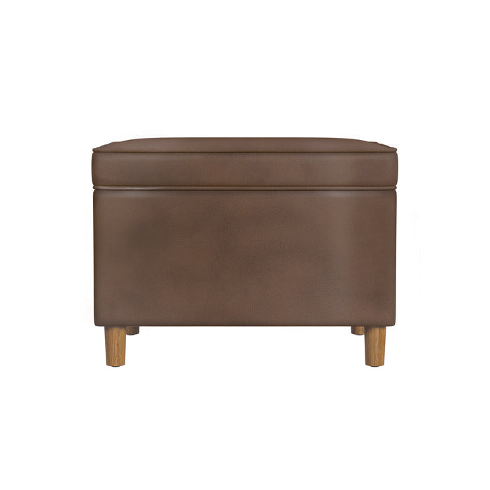 HomePop - Dinah 24" Storage Ottoman- Brown Faux Leather