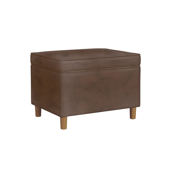 HomePop - Dinah 24" Storage Ottoman- Brown Faux Leather