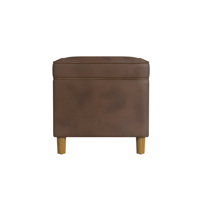 HomePop - Dinah 24" Storage Ottoman- Brown Faux Leather