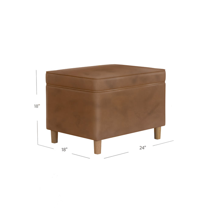 HomePop - Dinah 24" Storage Ottoman- Brown Faux Leather