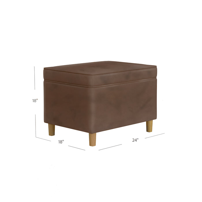 HomePop - Dinah 24" Storage Ottoman- Brown Faux Leather