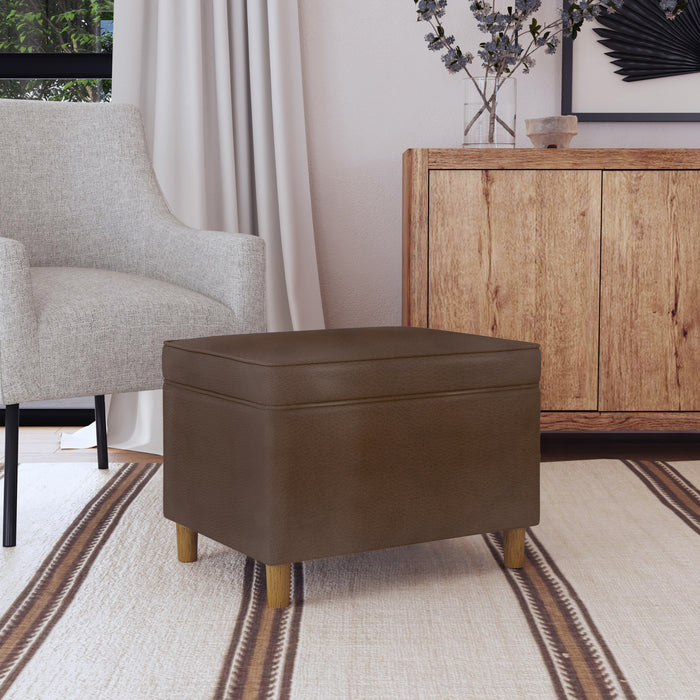 HomePop - Dinah 24" Storage Ottoman- Brown Faux Leather