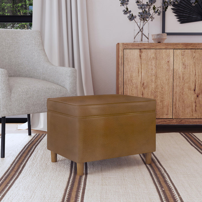HomePop - Dinah 24" Storage Ottoman- Brown Faux Leather