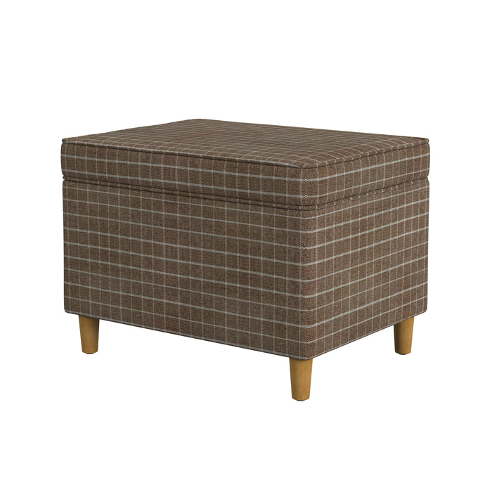 HomePop - Dinah 24" Storage Ottoman - Brown Windowpane Fabric