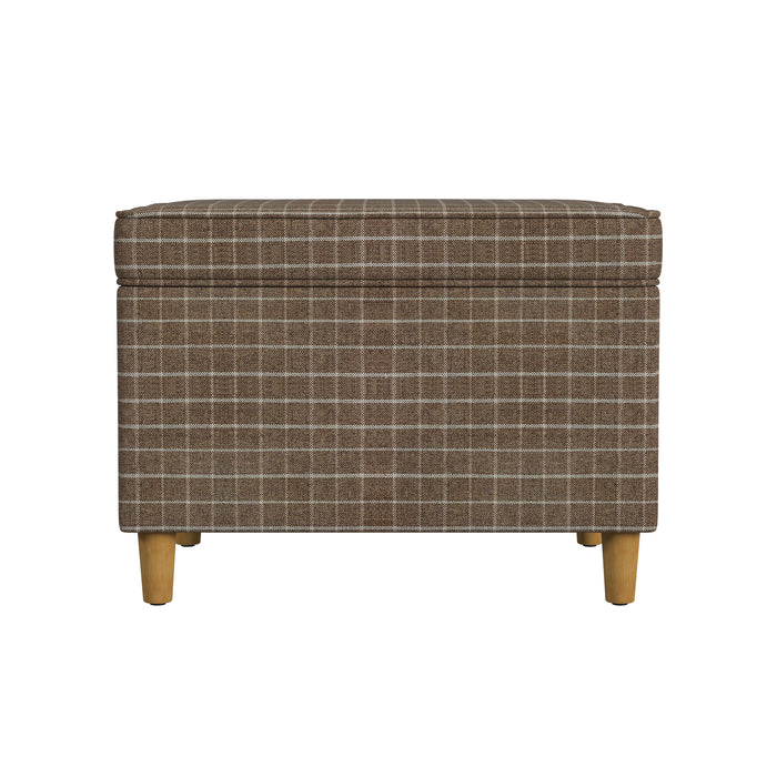 HomePop - Dinah 24" Storage Ottoman - Brown Windowpane Fabric