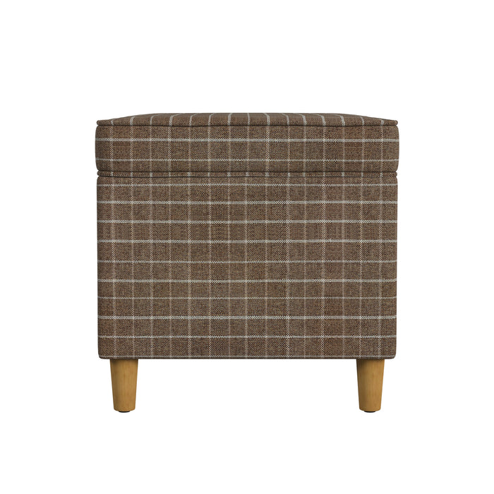 HomePop - Dinah 24" Storage Ottoman - Brown Windowpane Fabric