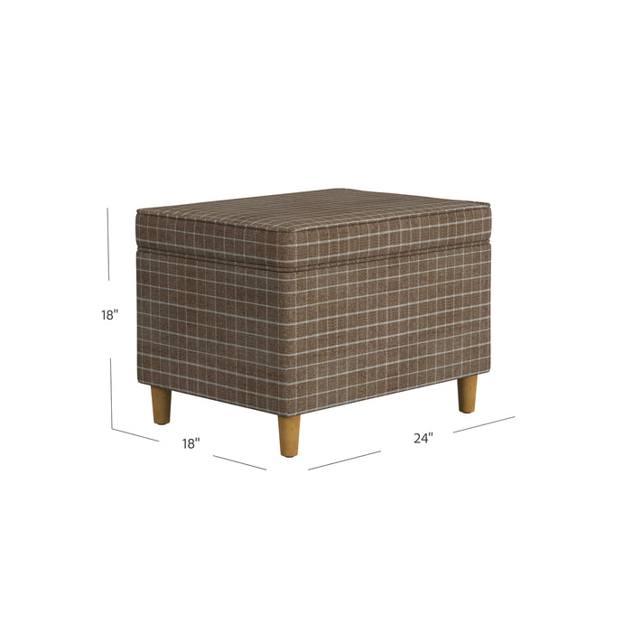 HomePop - Dinah 24" Storage Ottoman - Brown Windowpane Fabric