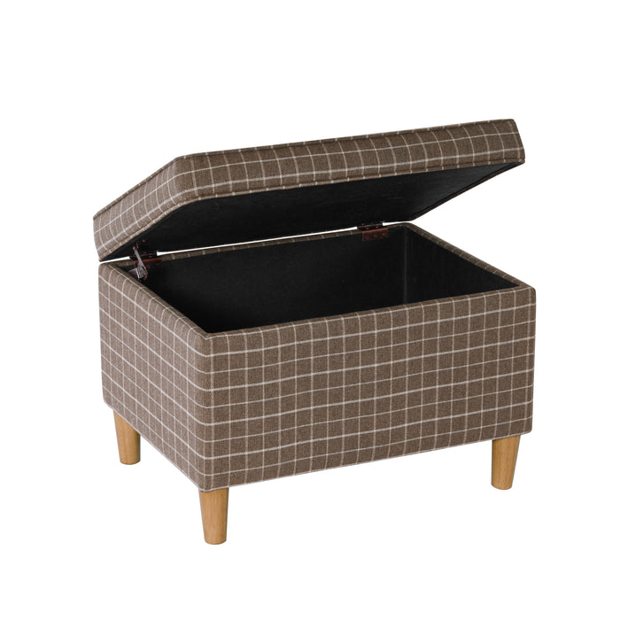 HomePop - Dinah 24" Storage Ottoman - Brown Windowpane Fabric
