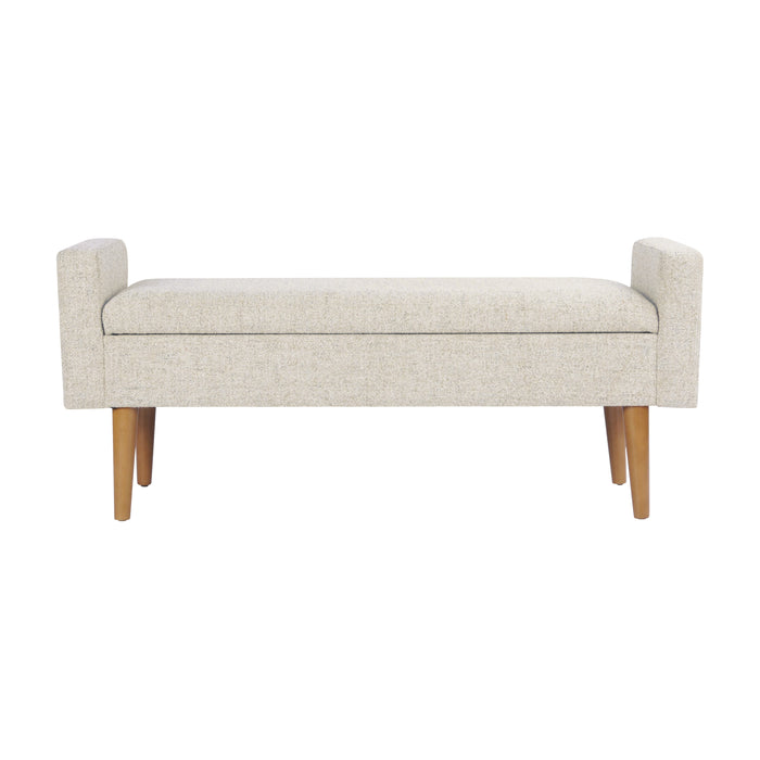 HomePop Fulton Storage Bench - Textured Cream Fabric