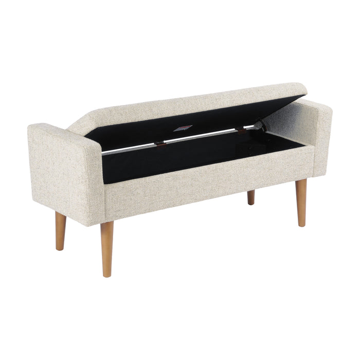 HomePop Fulton Storage Bench - Textured Cream Fabric