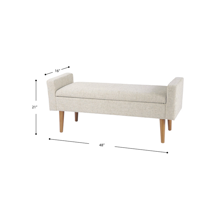 HomePop Fulton Storage Bench - Textured Cream Fabric