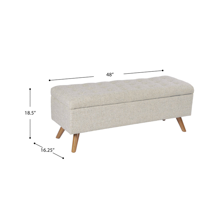 HomePop Modern Tufted Storage Bench - Textured Cream Fabric