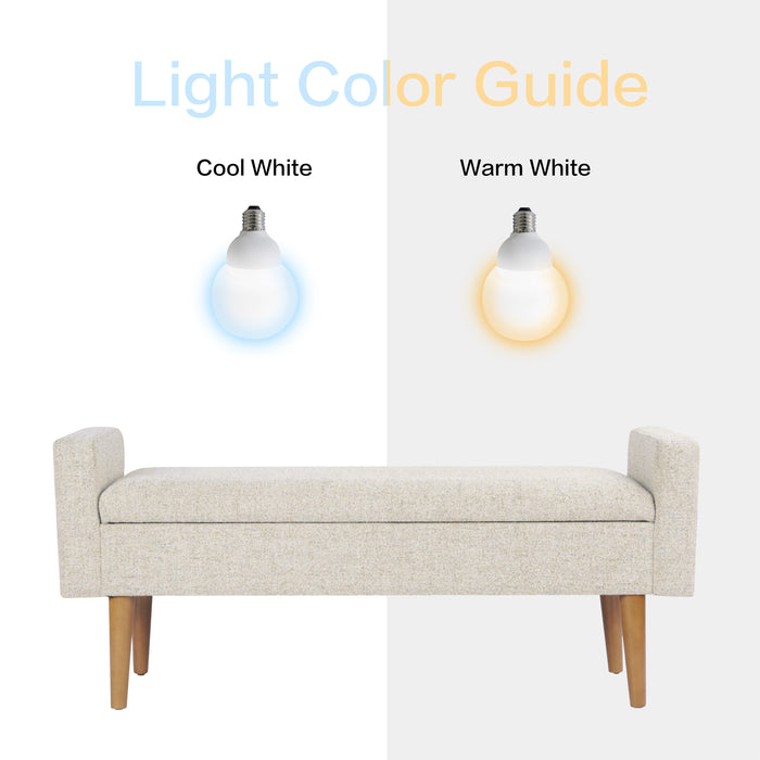 HomePop Fulton Storage Bench - Textured Cream Fabric