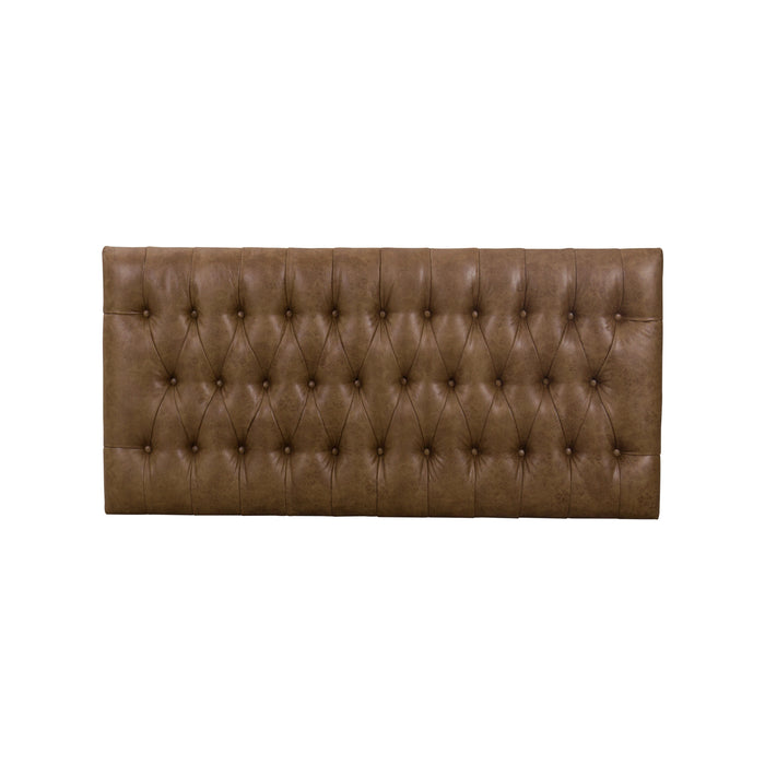 Large Bench with Button Tufting -Distressed Brown Faux Leather