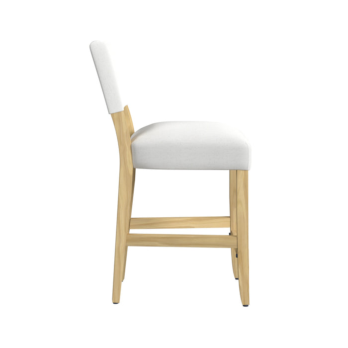 HomePop Open Back Counter Stool - Stain-Resistant White Woven