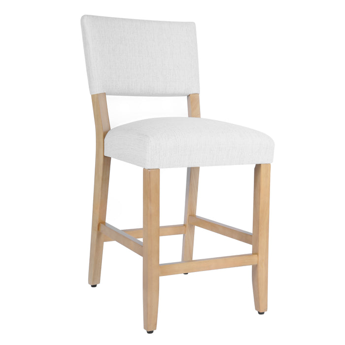 HomePop Open Back Counter Stool - Stain-Resistant White Woven