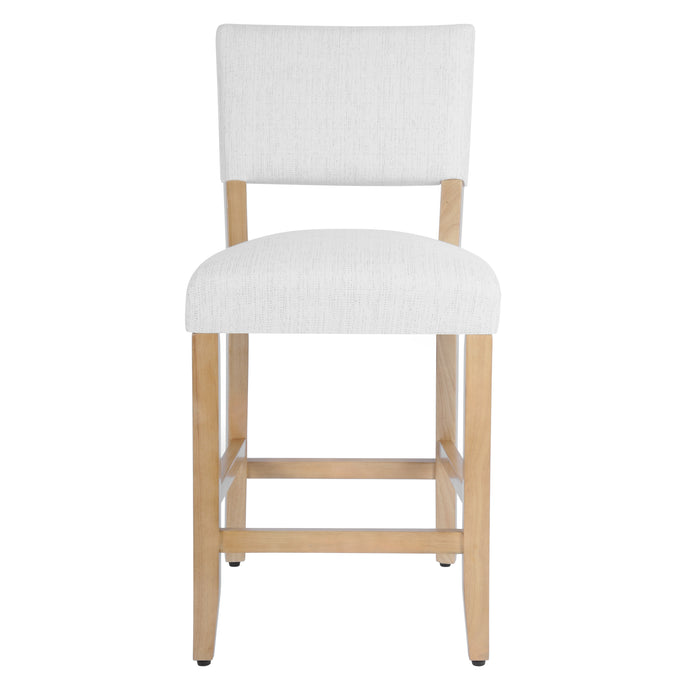 HomePop Open Back Counter Stool - Stain-Resistant White Woven
