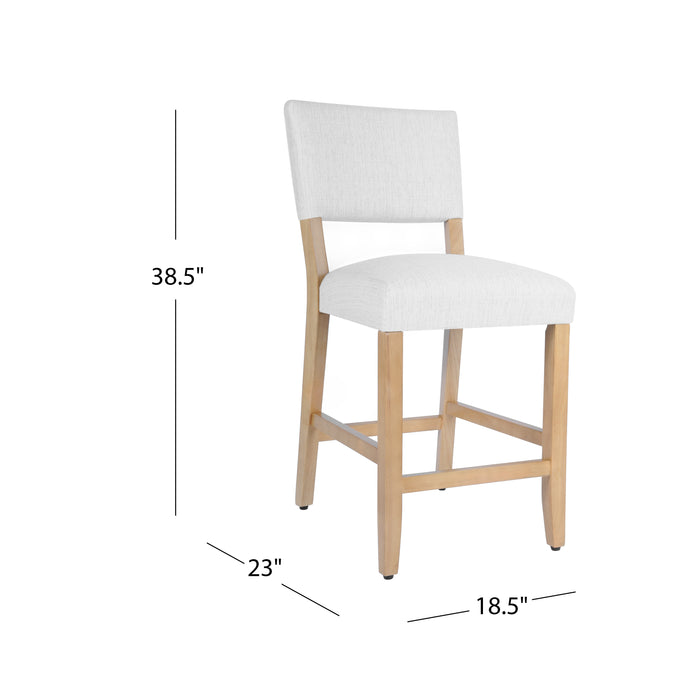 HomePop Open Back Counter Stool - Stain-Resistant White Woven