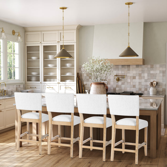 HomePop Open Back Counter Stool - Stain-Resistant White Woven