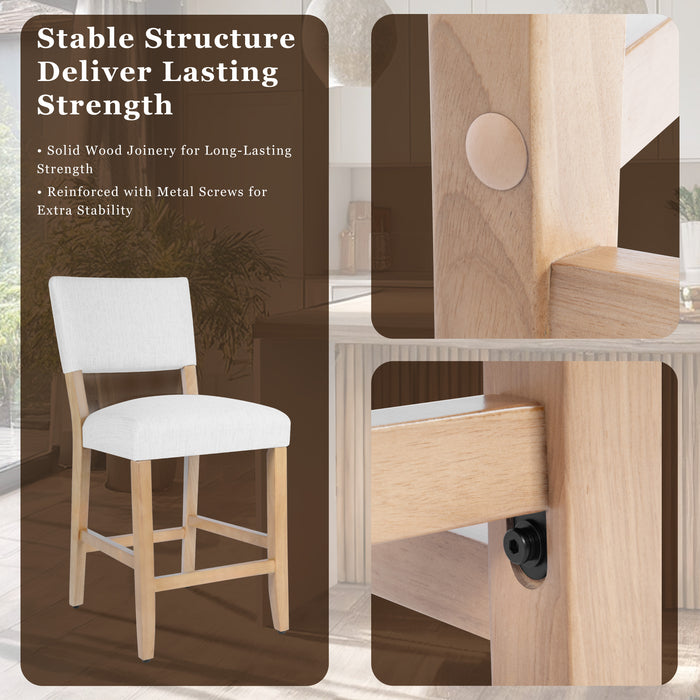 HomePop Open Back Counter Stool - Stain-Resistant White Woven