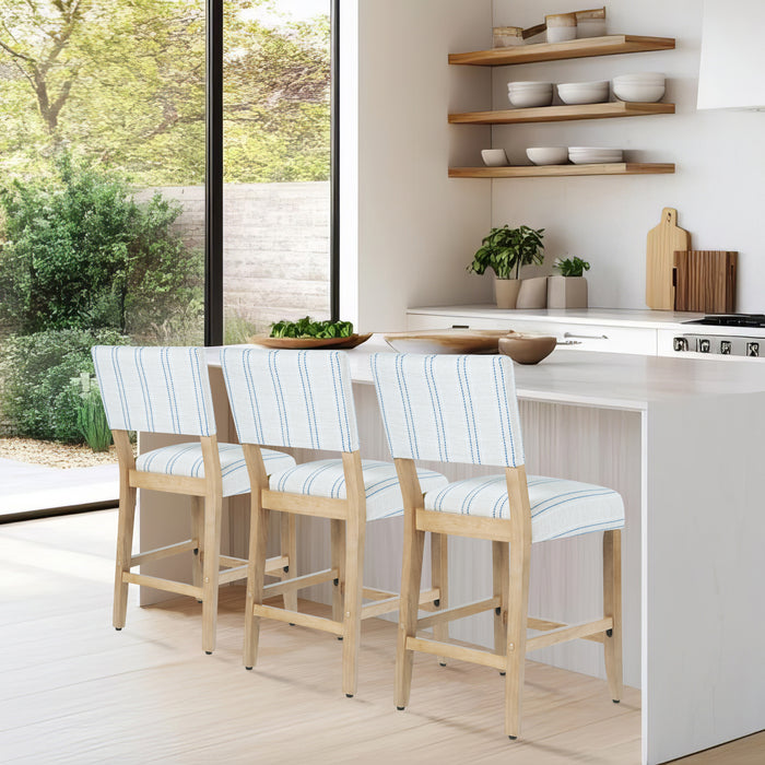HomePop Open Back Counter Stool - Blue and White Stripe