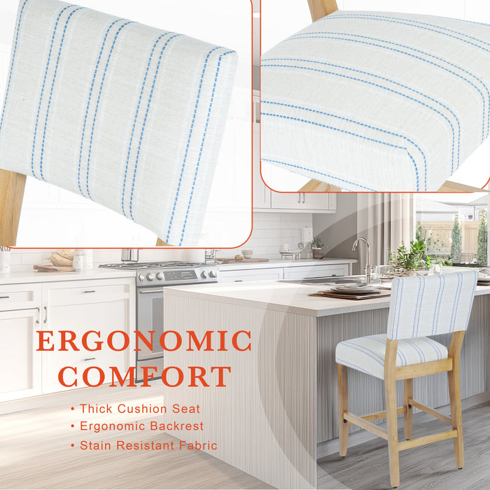 HomePop Open Back Counter Stool - Blue and White Stripe