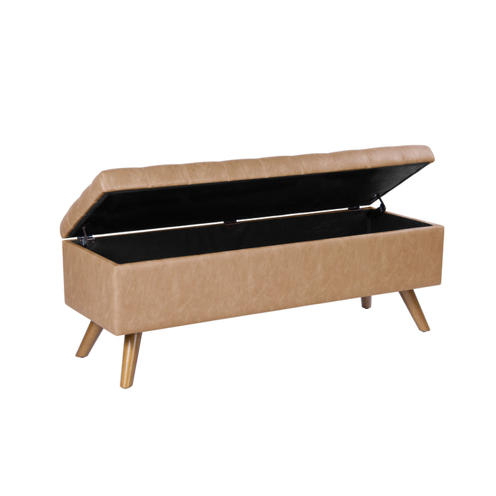 HomePop Modern Tufted Storage Bench - Sand Faux Leather