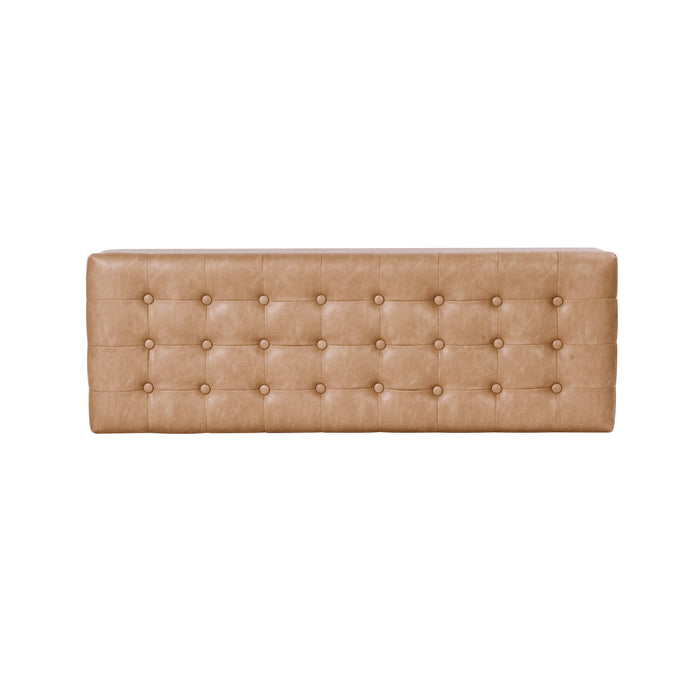 HomePop Modern Tufted Storage Bench - Sand Faux Leather