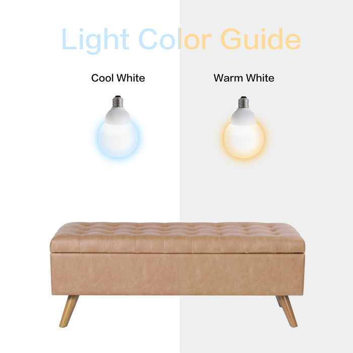 HomePop Modern Tufted Storage Bench - Sand Faux Leather