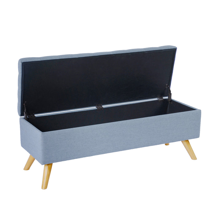 HomePop Modern Tufted Storage Bench - French Blue Woven