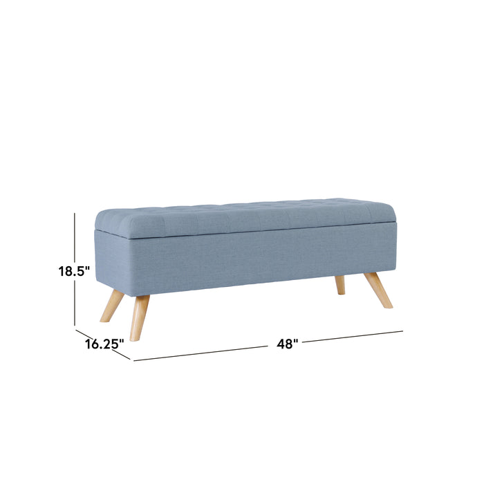 HomePop Modern Tufted Storage Bench - French Blue Woven