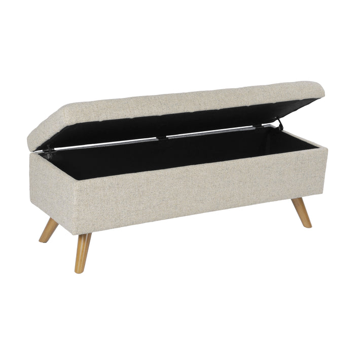 HomePop Modern Tufted Storage Bench - Textured Cream Fabric
