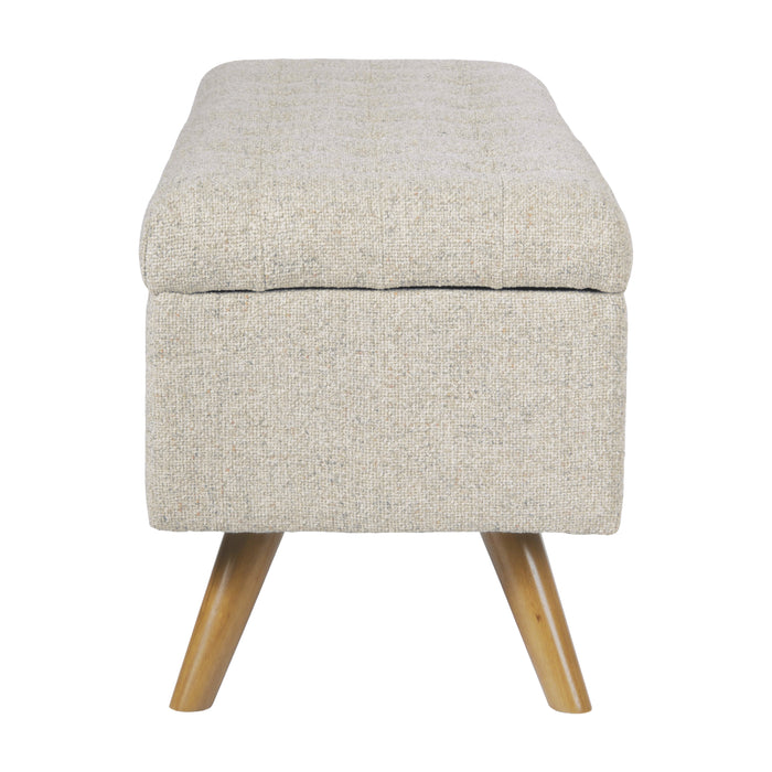 HomePop Modern Tufted Storage Bench - Textured Cream Fabric