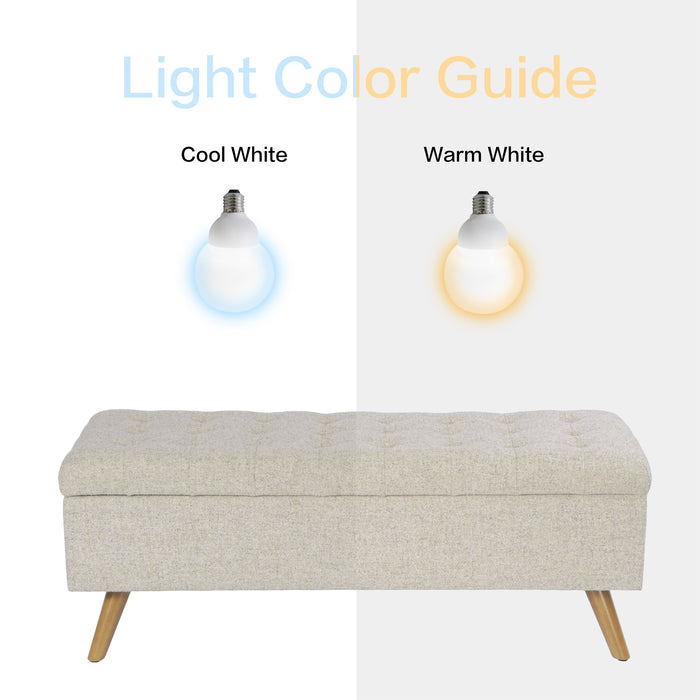 HomePop Modern Tufted Storage Bench - Textured Cream Fabric