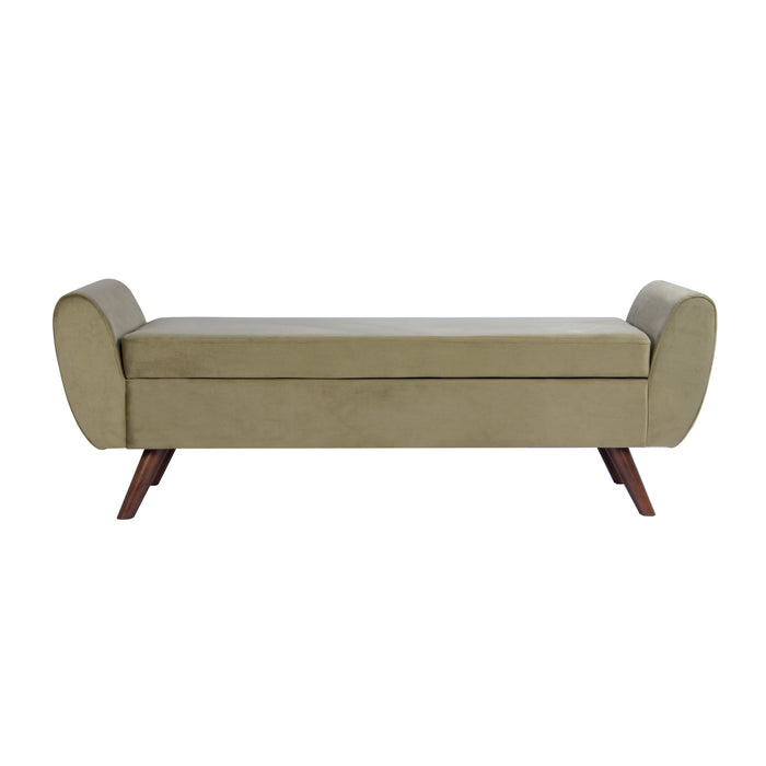 HomePop Modern Storage Bench - Light Sage Green Velvet