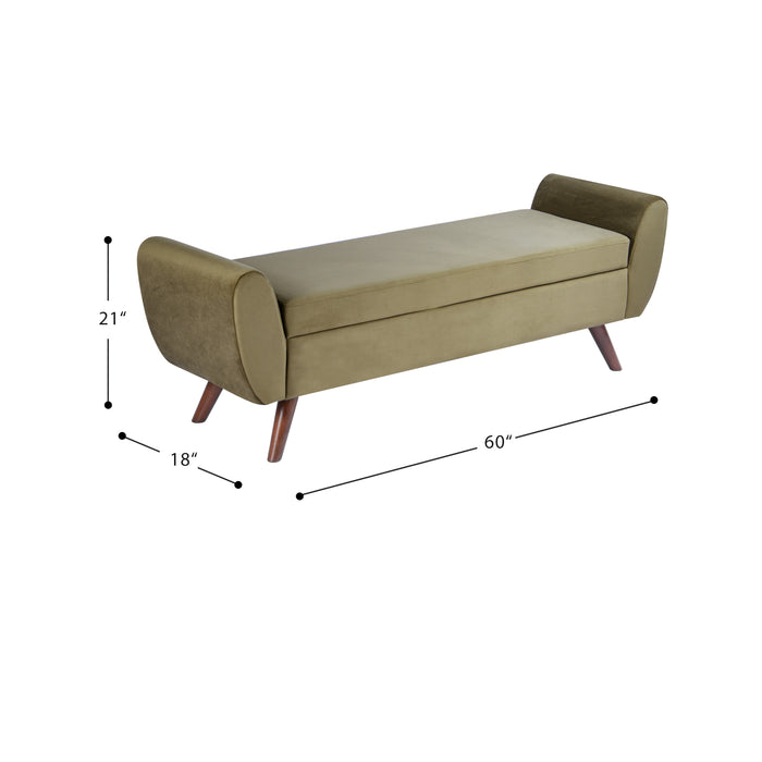 HomePop Modern Storage Bench - Light Sage Green Velvet