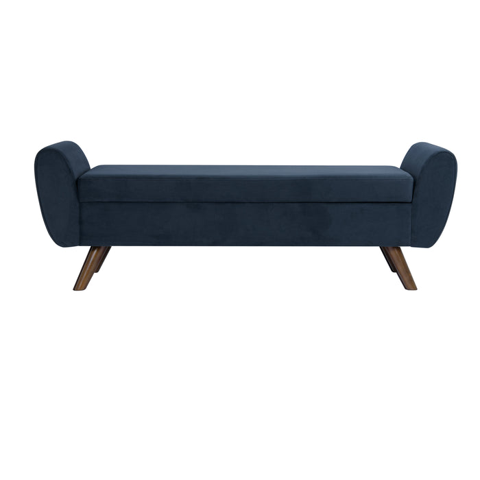 HomePop Modern Storage Bench - Blue Velvet