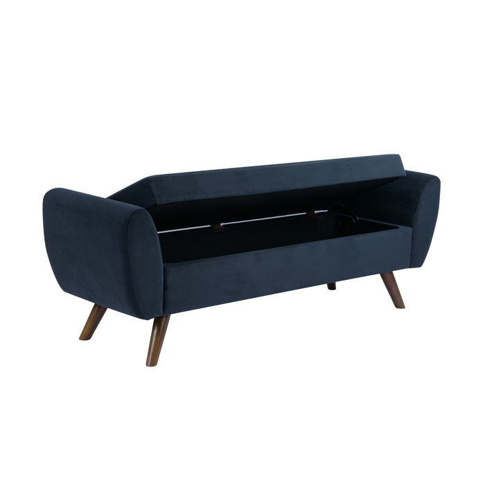HomePop Modern Storage Bench - Blue Velvet