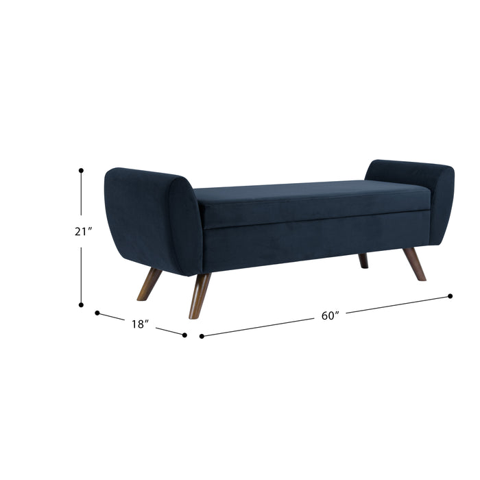 HomePop Modern Storage Bench - Blue Velvet