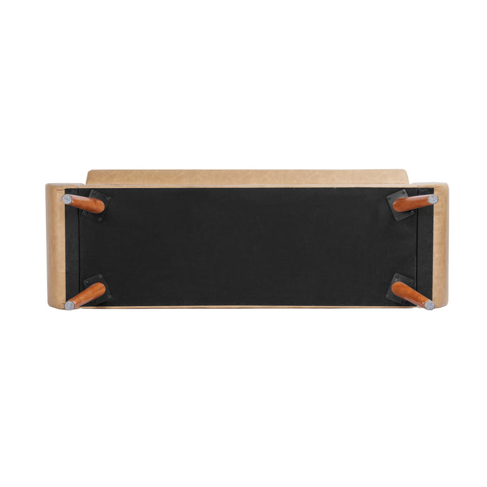 HomePop Modern Storage Bench - Sand Faux Leather