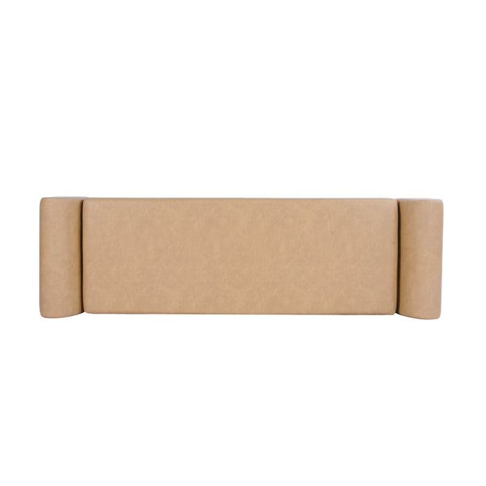 HomePop Modern Storage Bench - Sand Faux Leather