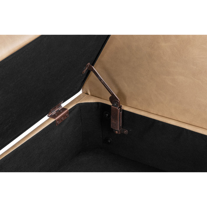 HomePop Modern Storage Bench - Sand Faux Leather