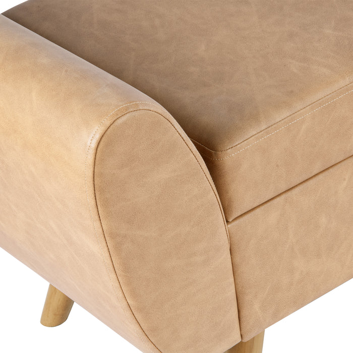 HomePop Modern Storage Bench - Sand Faux Leather