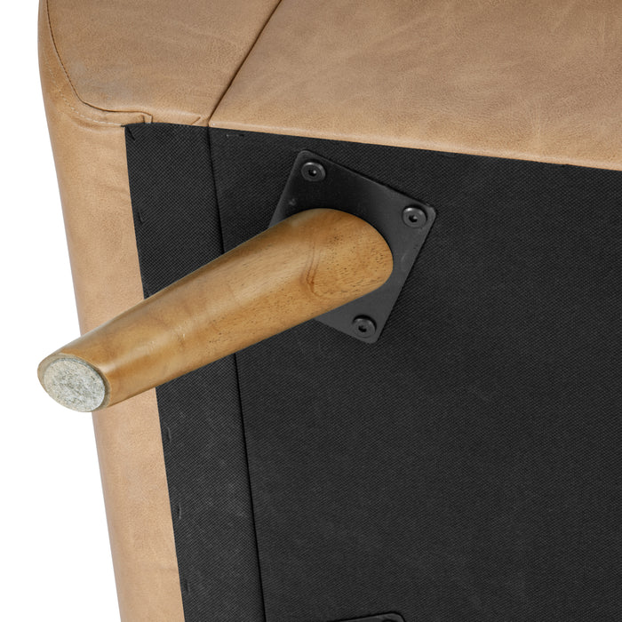 HomePop Modern Storage Bench - Sand Faux Leather