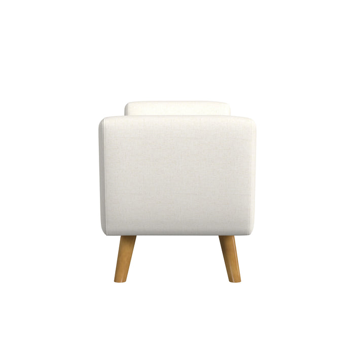 HomePop Modern Storage Bench with Wood Legs - Cream Textured Woven