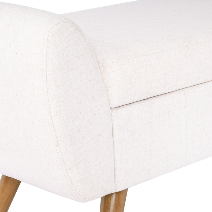 HomePop Modern Storage Bench with Wood Legs - Cream Textured Woven