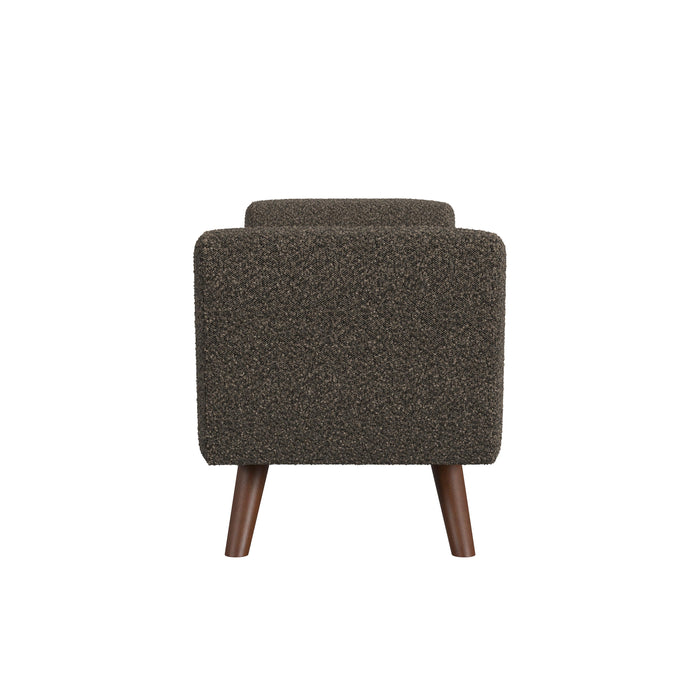 HomePop Modern Storage Bench with Wood Legs - Dark Brown Boucle