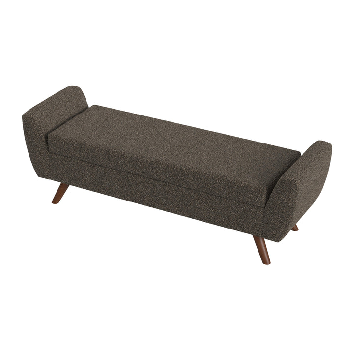 HomePop Modern Storage Bench with Wood Legs - Dark Brown Boucle
