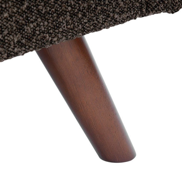 HomePop Modern Storage Bench with Wood Legs - Dark Brown Boucle